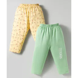 Tango Single Jersey Knit Full Length Lounge Pants With Friends Text Print Pack Of 2 -Light Green & Yellow-image-9