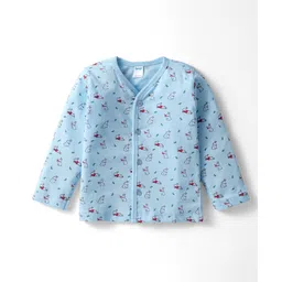 Tango Single Jersey Knit Full Sleeves Front Open Jhabla With Bunny Print - Aqua Blue-picture-31