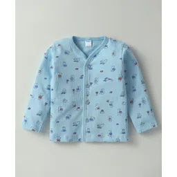 Tango Single Jersey Knit Full Sleeves Front Open Jhabla With Teddy Print - Light Blue-picture-15