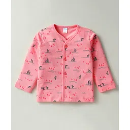 Tango Single Jersey Knit Full Sleeves Front Open Jhablas With Animal Print - Coral-picture-28