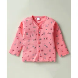 Tango Single Jersey Knit Full Sleeves Front Open Jhablas With Teddy Print - Coral-picture-13