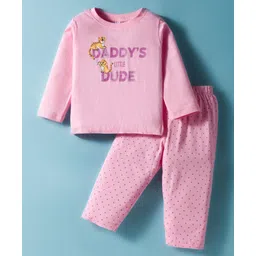 Tango Single Jersey Knit Full Sleeves Night Suit with Tiger Print - Pink-picture-38