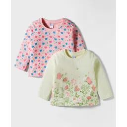 Tango Single Jersey Knit Full Sleeves T-Shirts With Floral & Butterfly Print Pack of 2 - Light Green & Peach-picture-22