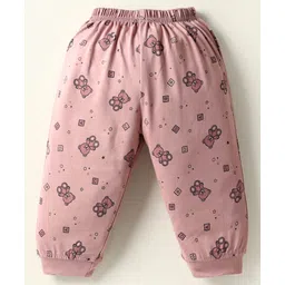 Tango Single Jersey Knit Full Sleeves Teddy Bear Printed Co-Ords Night Suit - Pink image 5