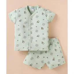 Tango Single Jersey Knit Half Sleeves Shorts Night Suit with Animal Print - Light Green-picture-22