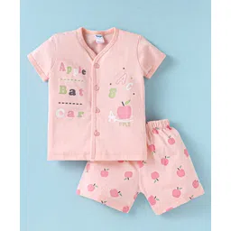 Tango Single Jersey Knit Half Sleeves Shorts Night Suit with Fruit Print - Pink-picture-22