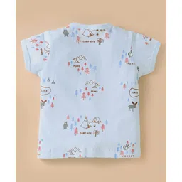 Tango Single Jersey Knit Half SleevesShorts Night Suit with Animal Print - Aqua image 3