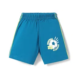 Tango Single Jersey Knit Knee Length Shorts with Football Print & Tape Detailing - Teal Blue-picture-22