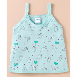 Tango Single Jersey Knit Sleeveless Slip With Teddy Bear & Heart Print - Sea Green-picture-15