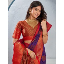 Tankori Floral Woven Design Zari Mysore Silk Saree image 5