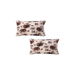 TANLOOMS Brown & Cream 2Pcs Floral Rectangle Cushion Covers-picture-18