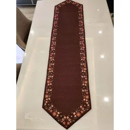 TANLOOMS Brown & Green Velvet Floral Printed Velvet Rectangle Table Runner-picture-29