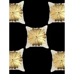 TANLOOMS Cream-Coloured & Brown 5 Pieces Floral Square Cushion Covers-picture-10