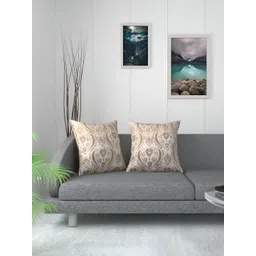 TANLOOMS Cream-Coloured & Red 2 Pieces Floral Velvet Square Cushion Covers-picture-11