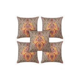 TANLOOMS Green & Cream-Coloured 5 Pieces Ethnic Velvet Square Cushion Covers-picture-13
