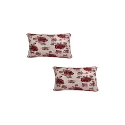 TANLOOMS Maroon & Beige 2Pcs Floral Rectangle Cushion Covers-picture-10