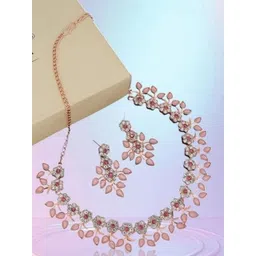 TANLOOMS Rose Gold-Plated Artificial Stones Studded Jewellery Set-picture-35