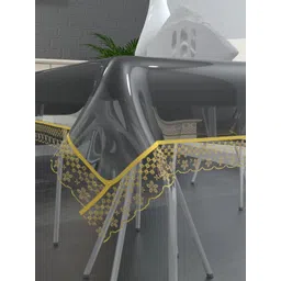 TANLOOMS Transparent & Gold Toned Waterproof 2-Seater Table Cover-picture-17