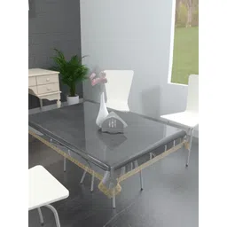 TANLOOMS Transparent & Gold Toned Waterproof 6-Seater Table Cover-picture-12