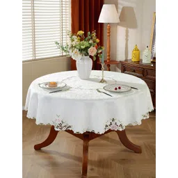 TANLOOMS White & Pink Floral Embroidered Rectangle Table Cover-picture-24