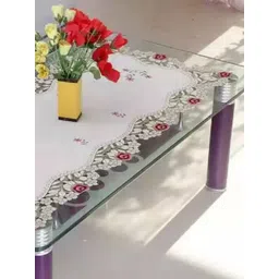 TANLOOMS White & Pink Floral Embroidered Table Runners-picture-26