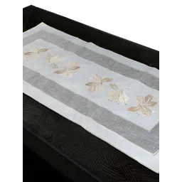 TANLOOMS White & Yellow Floral Embroidered Table Runner-picture-23