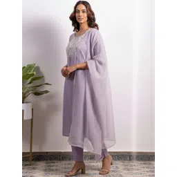 TANNAH Women Embroidered Regular Kurta with Trousers & With Dupatta-picture-41