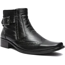 tanny shoes Men's Black Premium Genuine Leather High Ankle Zipper Boots-picture-44