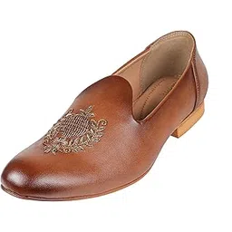 tanny shoes Men's Vegan Leather Brown Ethnic Shoe for for Wedding|Party|Occasions|Fashion|Outdoor|Indoor|Lightweight|Shoes Hand Embroidery in The Motif with TPR Sole-picture-10