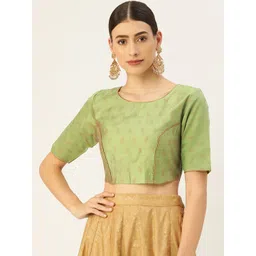 tantkatha Green Woven Design Saree Blouse-picture-19