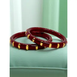 Tanvi J Women Maroon & Gold-Plated Pack Of 2 Plastic Bangles-picture-22