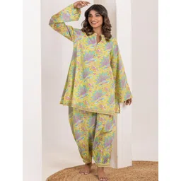 TARA-C-TARA Women Floral Printed Regular Thread Work Pure Cotton Kurta with Dhoti Pants-picture-36
