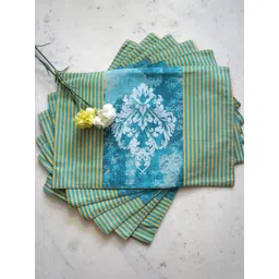 TARA- Sparkling Homes Blue 6-Pieces Printed Pure Cotton Table Placemats-picture-22