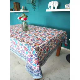 Tara Sparkling Homes Blue Cotton Ethnic Motifs 6 Seater Table Cover-picture-21