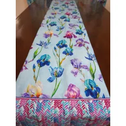 Tara Sparkling Homes Blue Cotton Floral Table Runner-picture-38