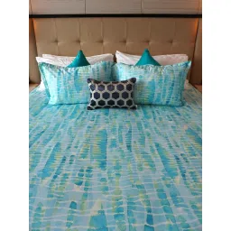 Tara Sparkling Homes Blue Cotton Printed Bedsheet image 3
