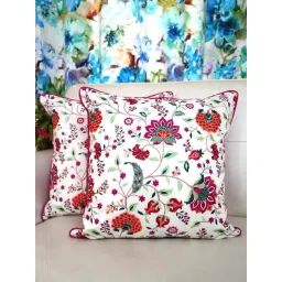 TARA Sparkling Homes Embroidered White Cotton Silk Cushion Cover - Set of 2-picture-11