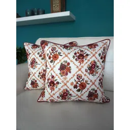 TARA- Sparkling Homes Maroon 2 Pieces Cotton Silk Embroidered Square Cushion Covers-picture-34