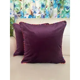TARA Sparkling Homes Velvet Purple Velvet Cushion Cover -  Set of 2-picture-18