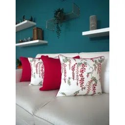 TARA Sparkling Homes Wisteria Pink & White Cotton Cushion Cover - Set of 4-picture-23