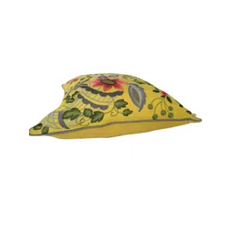 TARA- Sparkling Homes Yellow & Green 4 Pieces Embroidered Square Cushion Covers image 5