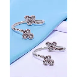 Taraash 925 Silver Floral CZ Toe Ring for Women-picture-10