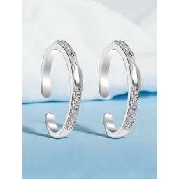 Taraash 925 Silver Leaf Design CZ Toe Ring for Women-picture-16