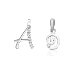 Taraash 92.5 Sterling Silver 'A' & 'D' Initial Letter Couple Pendants-picture-47