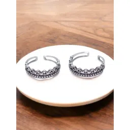 Taraash 925 Sterling Silver Antique Finish Adjustable Band Toe Ring For Women-picture-32