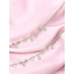 Taraash 925 Sterling Silver Beaded Anklet with Circle Charms Anklet for Women-picture-26