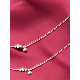 Taraash 925 Sterling Silver Beaded Heart Charm Chain Anklets-picture-25