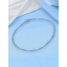 Taraash 925 Sterling Silver Beaded Snake Chain Single Anklet for Women-picture-20
