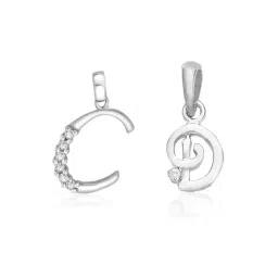 Taraash 92.5 Sterling Silver 'C' & 'D' Initial Letter Couple Pendants-picture-21