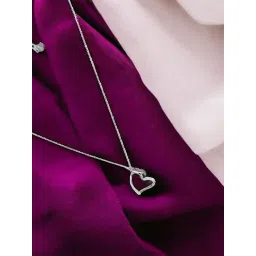 Taraash 92.5 Sterling Silver CZ Heart-Shaped Pendant with Chain for Women & Girls-picture-42